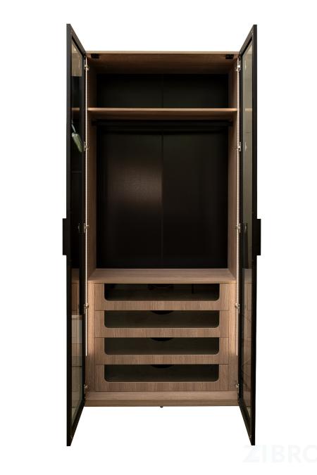 GD-10012/1-3 Шкаф Alto двух c выдв ящик,цвет дуб Урбан Кофейный,дверцы стекло(тонир) 100*57*228.5см 