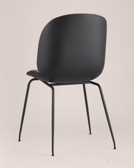 Стул Beetle PU бежевый, металлический каркас, черные ножки 