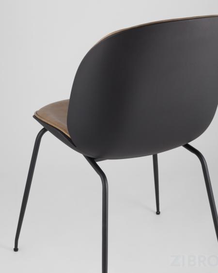 Стул Beetle PU бежевый, металлический каркас, черные ножки 