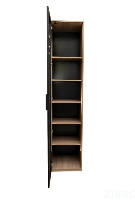 GD-10014/1-3 Шкаф Alto пенал c полками,цвет дуб Урбан Кофейный, дверцы стекло(тонир) 50*57*228.5см 