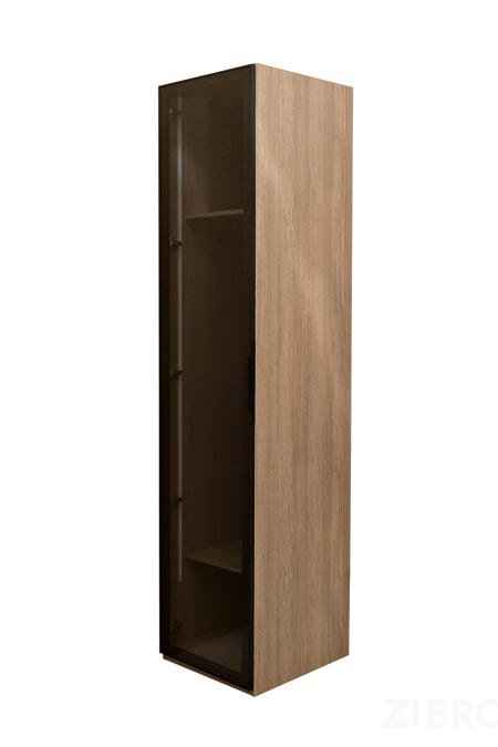 GD-10024/1-3 Шкаф Alto пенал c вешалкой,цвет дуб Урбан Кофеный, дверцы стекло(тонир) 50*57*228.5см 