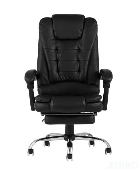 Компьютерное кресло TopChairs President офисное черное в обивке из экокожи, механизм качания и регулировки по высоте 