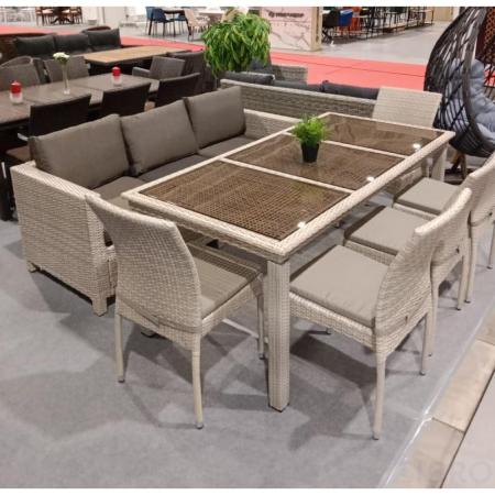 Комплект плетеной мебели T365/S65/Y380C-W85 8PCS Latte (8+1) + подушки 