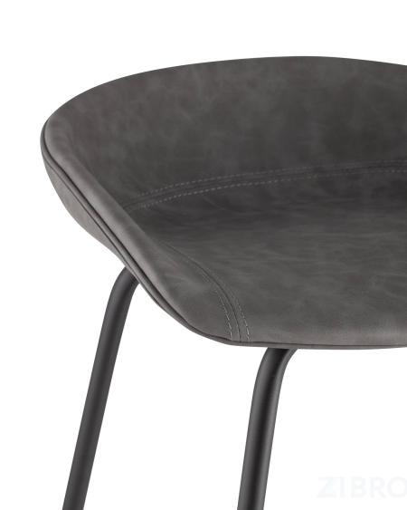 Стул барный Beetle Lite PU серый, металлический каркас, черные ножки 