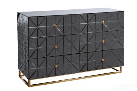 KFG126 Комод с матовой зерк. отделкой 6 ящиков 129*46*86см 