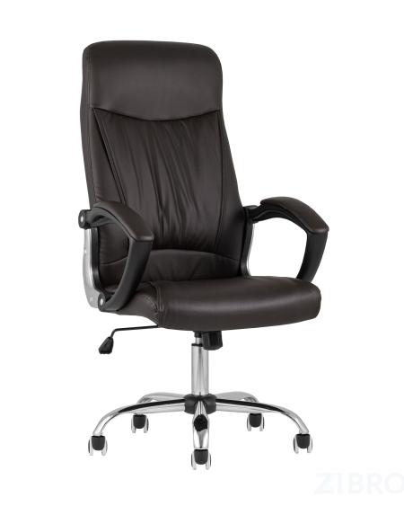 Компьютерное кресло TopChairs Tower офисное коричневое в обивке из экокожи, механизм качания Top Gun 