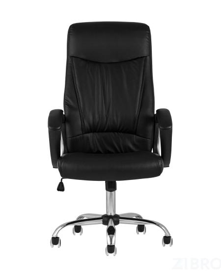 Компьютерное кресло TopChairs Tower офисное черное в обивке из экокожи, механизм качания Top Gun 