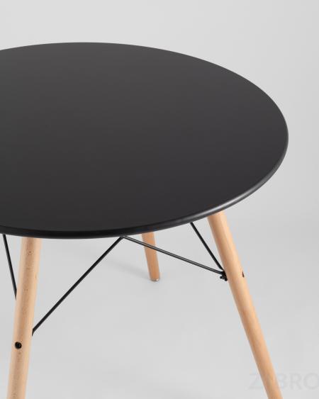 Стол обеденный DSW D80 черный, столешница МДФ, ножки массив бука 