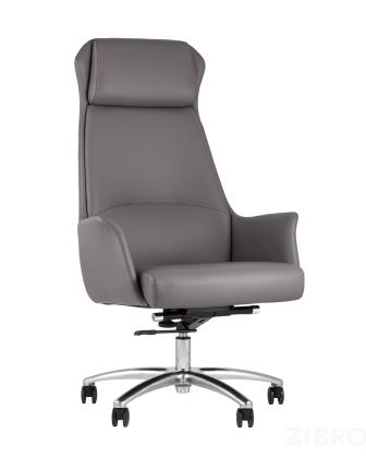 Компьютерное кресло TopChairs Viking офисное серое обивка экокожа, металлический каркас 