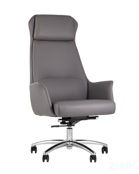 Компьютерное кресло TopChairs Viking офисное серое обивка экокожа, металлический каркас 