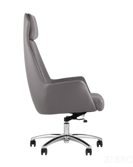 Компьютерное кресло TopChairs Viking офисное серое обивка экокожа, металлический каркас 