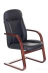 офисное Бюрократ T-9923WALNUT-AV/BL на полозьях низкая спинка черный обивка кожа каркас металл 