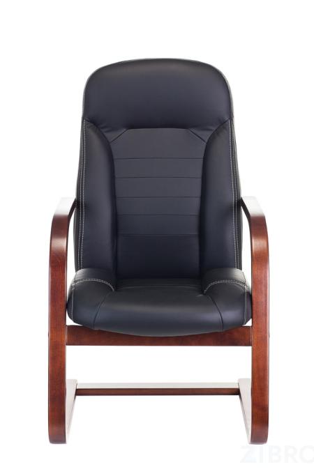 офисное Бюрократ T-9923WALNUT-AV/BL на полозьях низкая спинка черный обивка кожа каркас металл 