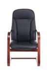 офисное Бюрократ T-9923WALNUT-AV/BL на полозьях низкая спинка черный обивка кожа каркас металл 