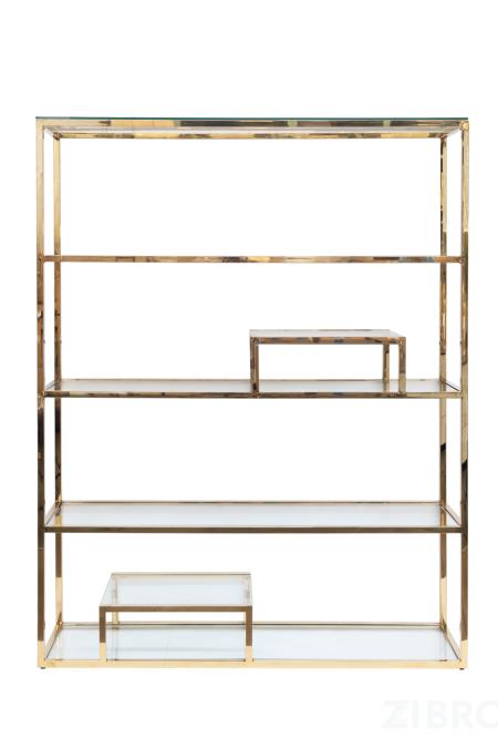 GY-SH8005GOLD  Стеллаж стекло прозр./золото 140*38*180 см 