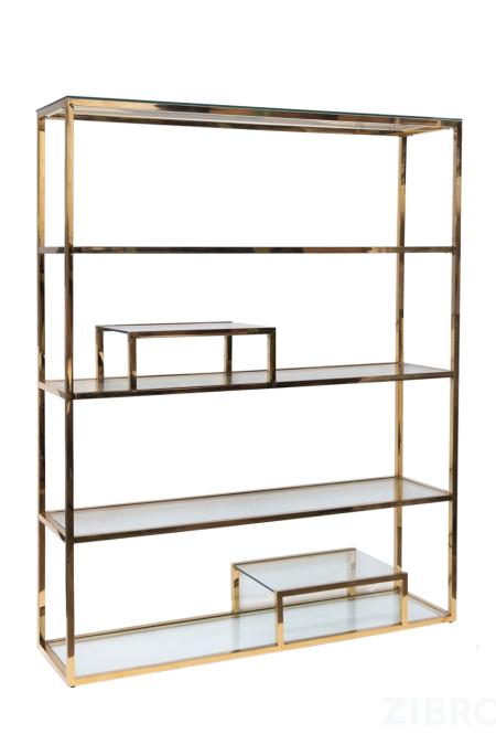 GY-SH8005GOLD  Стеллаж стекло прозр./золото 140*38*180 см 