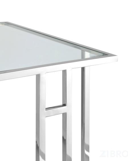Журнальный стол Бостон 50*32 каркас из нержавеющей стали серебро стекло прозрачное 