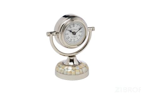 79MAL-5327-19NI Часы настольные перламутр/хром d10, H19см 