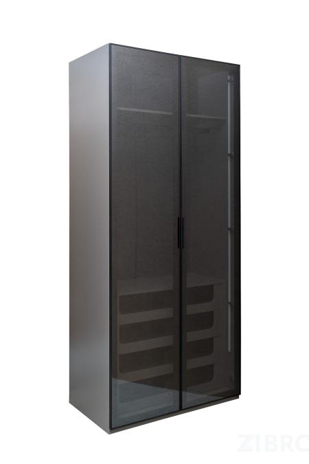 GD-10012/1-6 Шкаф Alto двухд c выдвиж ящик, цвет серый Кобальт, дверцы стекло(тонир) 100*57*228.5см 