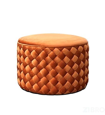 N-PUF304 TER Пуф плетеный, велюр терракотовый d60*42см 