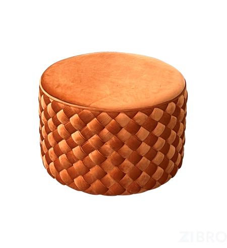 N-PUF304 TER Пуф плетеный, велюр терракотовый d60*42см 