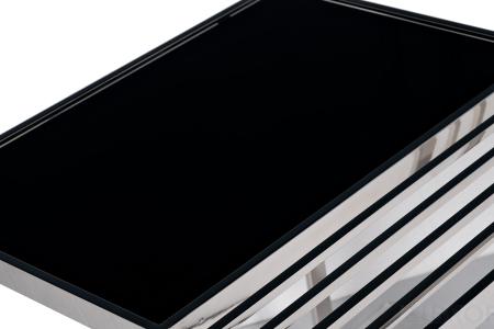 13RX-50330 Стол журнальный черн.стекло/серебро 55*55*55 см 